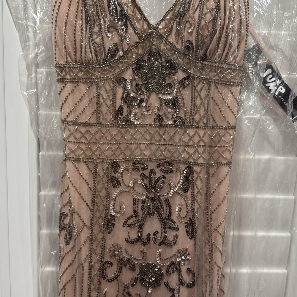 Jump Elegant Beaded Evening Gown – Size 5/6 (Color: Blush) - Picture 3 of 11